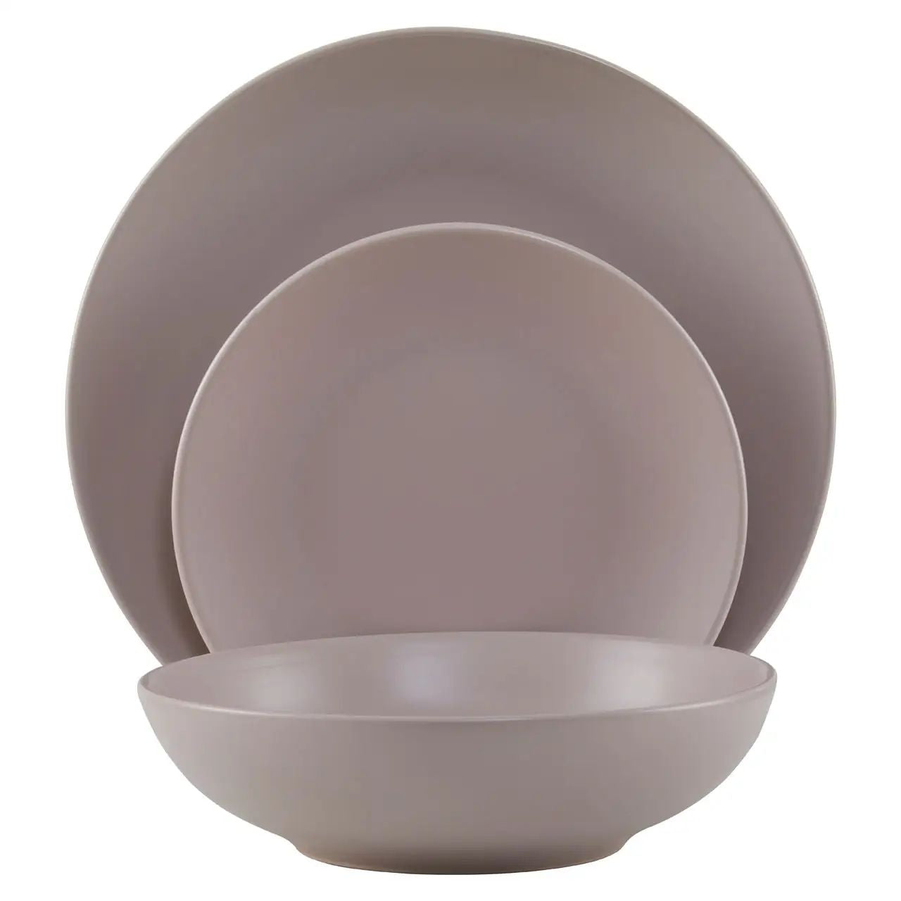 Elvara 12 Piece Grey Stoneware Dinner Set