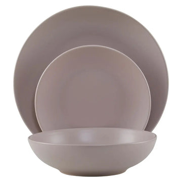 Elvara 12 Piece Grey Stoneware Dinner Set