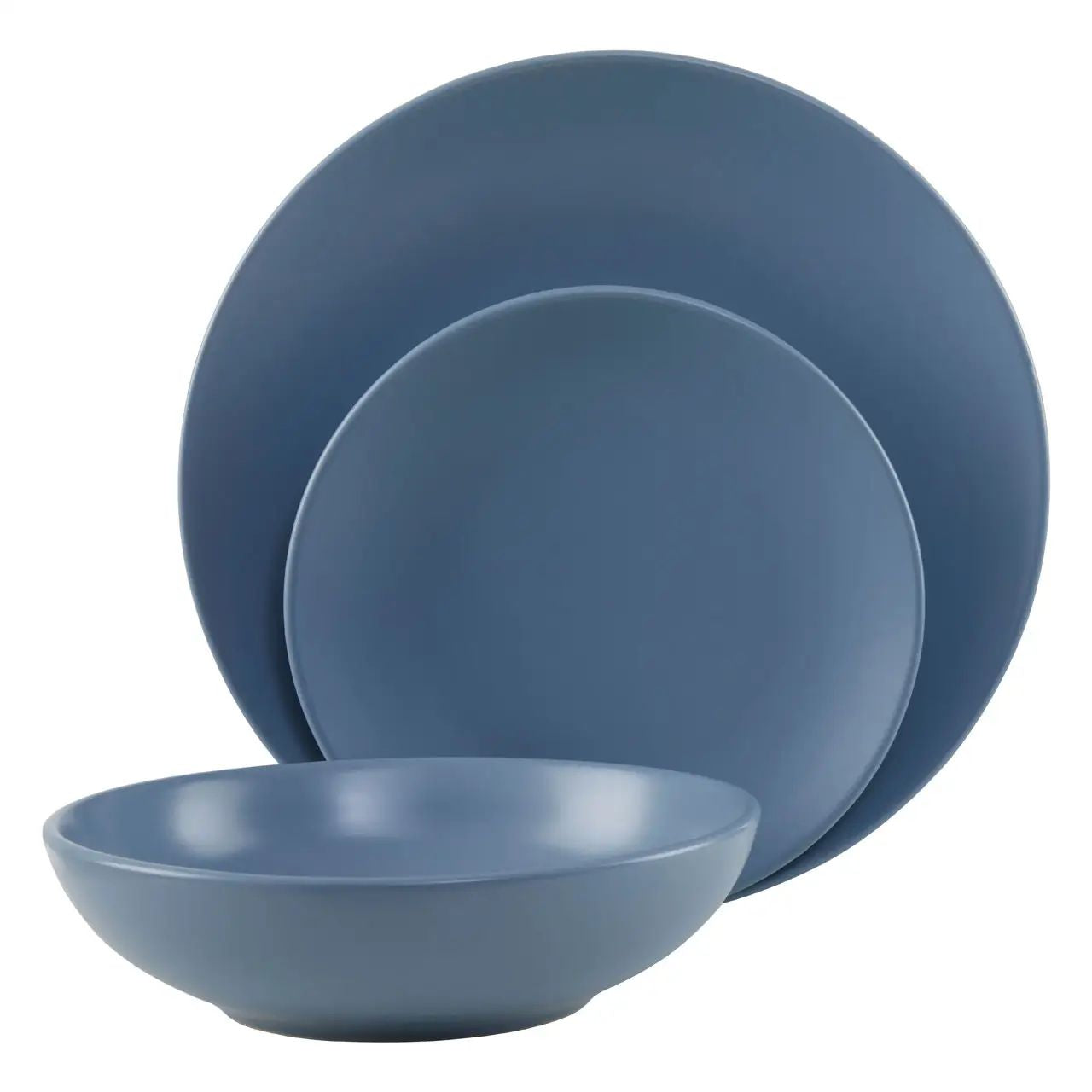 Elvara Twelve Piece Blue Stoneware Dinner Set