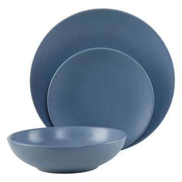 Elvara Twelve Piece Blue Stoneware Dinner Set