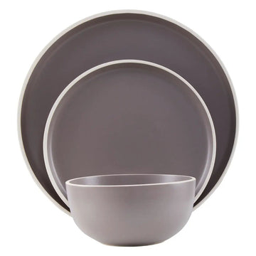 Elvara 12 Piece Taupe Stoneware Dinner Set