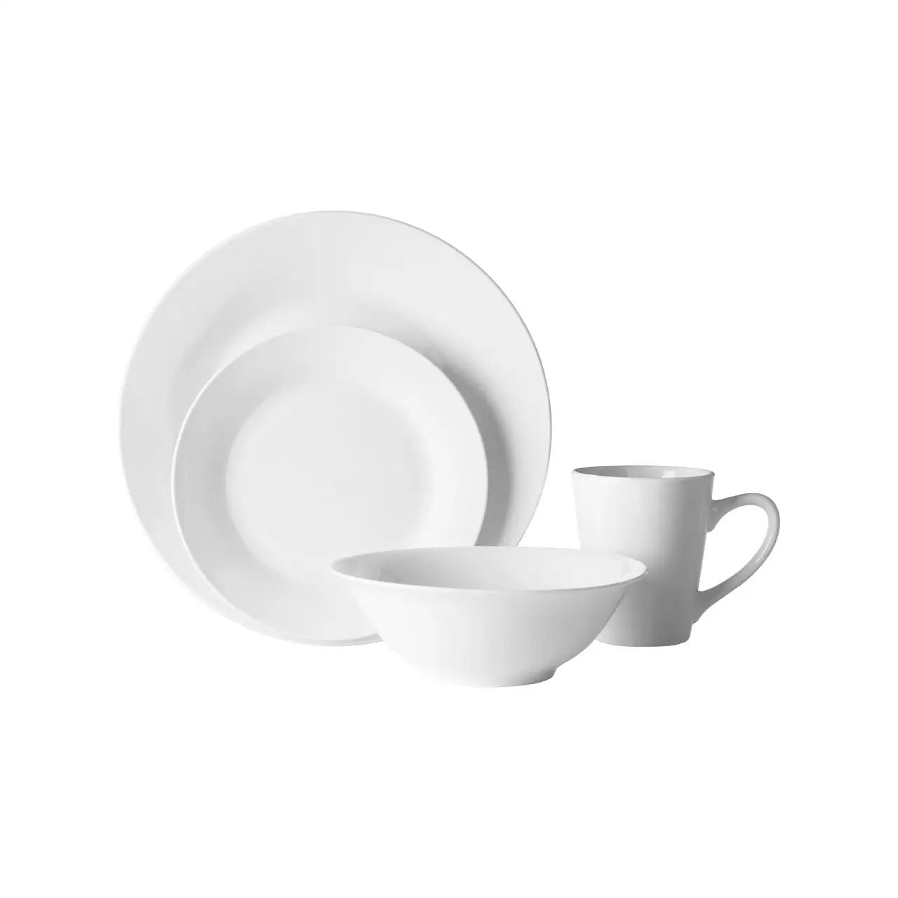 Elvara 16pc White Porcelain Coupe Dinner Set
