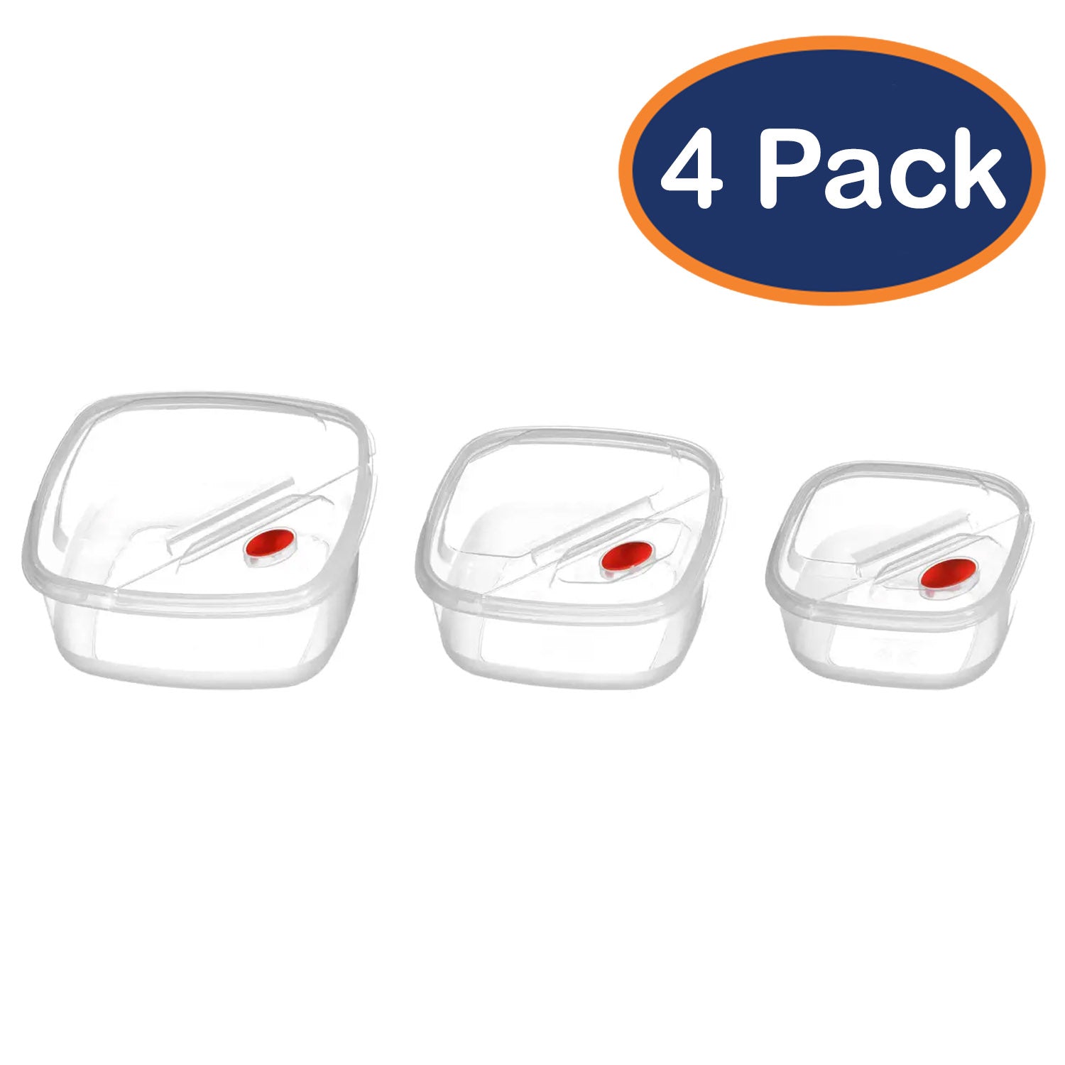 4-Pack of 3pc Kuda Clear Plastic Storage Containers Set