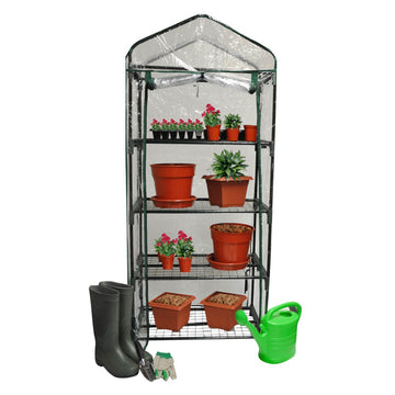 Clear 4-Tier Frame Zip Cover Plants Vegetables Greenhouse