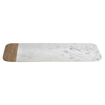 Marenzo Small White Marble & Mango Wood Serving Tray