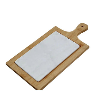 Marenzo White Marble & Bamboo Cheese Board