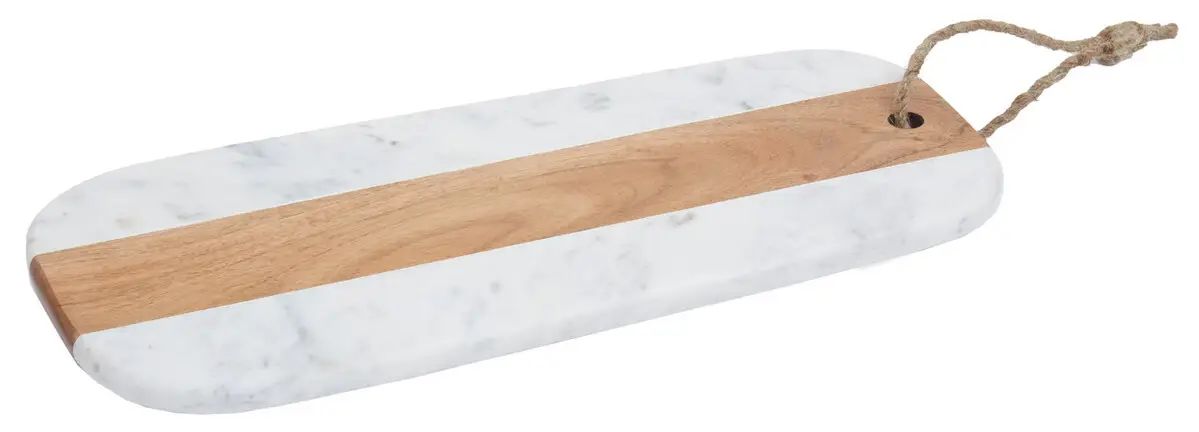 Marenzo Oblong White Marble & Acacia Wood Board