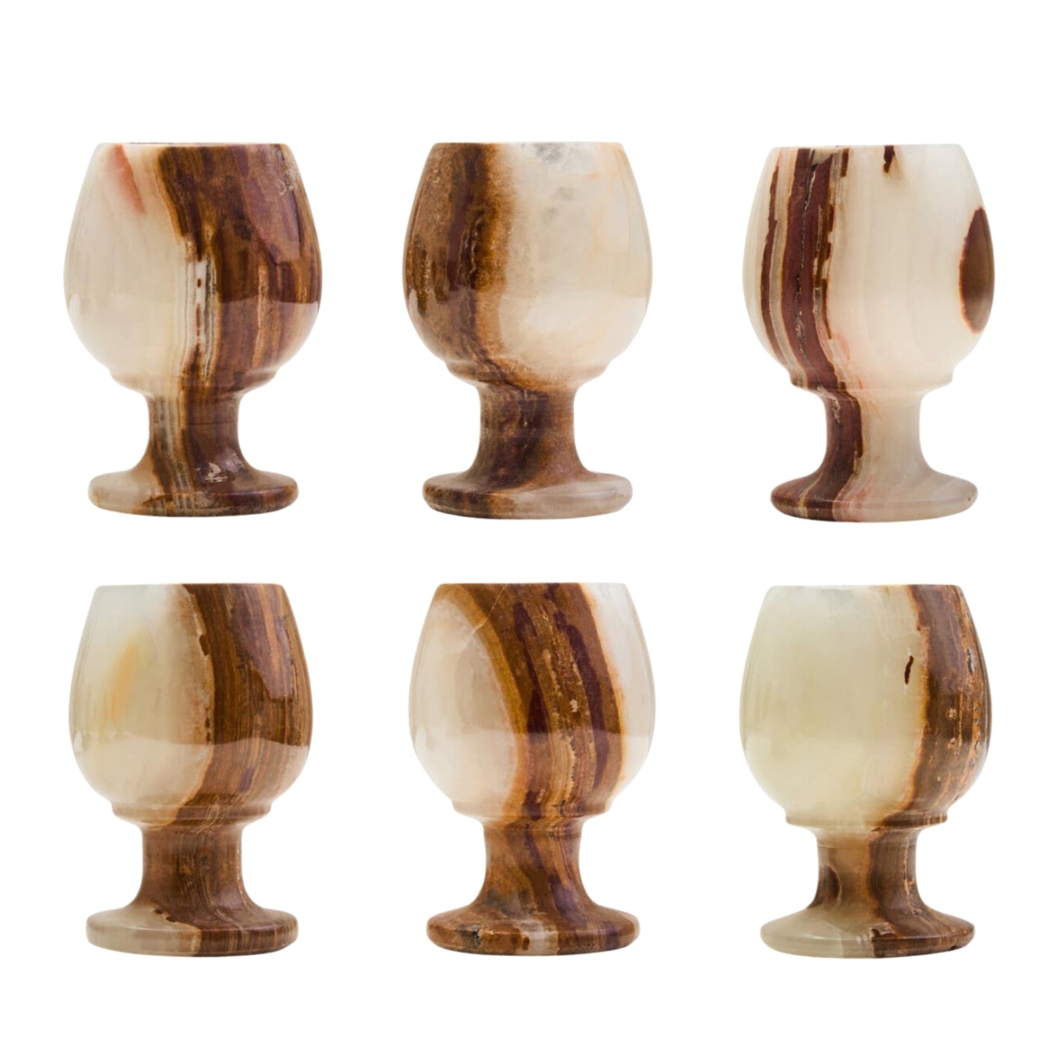 Marbura Set Of Six Onyx Shot Or Liqueur Glasses