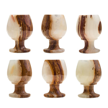 Marbura Set Of Six Onyx Shot Or Liqueur Glasses