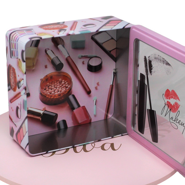 Pink Makeup Organiser with See Through Lid