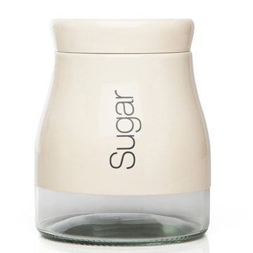 Cream Glass Stainless Steel Sugar Jar