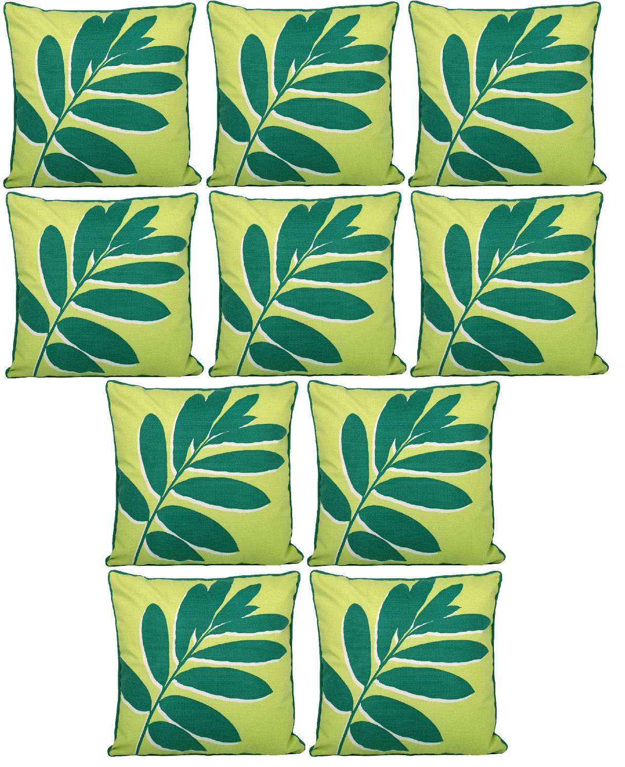 10pc Outdoor Filled Cushion Cover Green Leaf