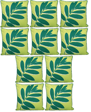 10pc Outdoor Cushion Cover Green Leaf