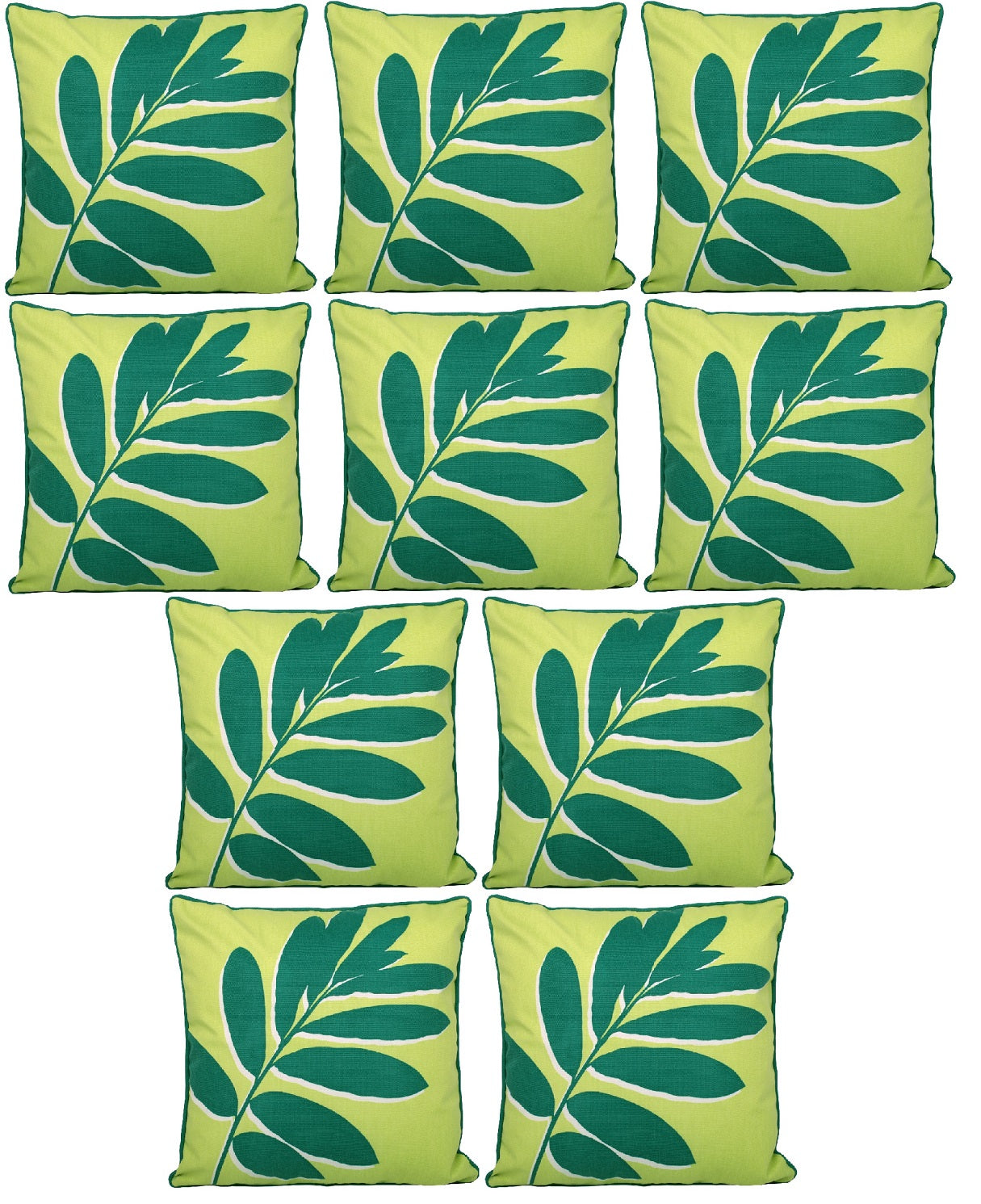 10pc Outdoor Cushion Cover Green Leaf