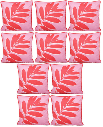 10pc Outdoor Filled Cushion Cover Pink Leaf