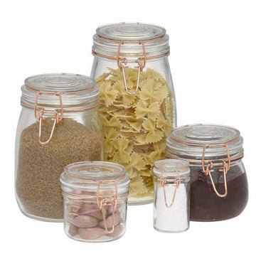 Tala 0.5Litre Glass Copper Clip Top Storage Jar