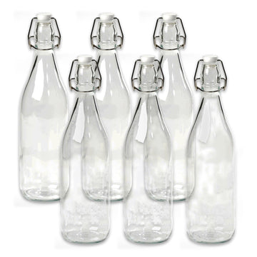 Set of 6 Tala 1 Litre Glass Cordial Bottle Storage for Oil Liquor Ceramic Lid