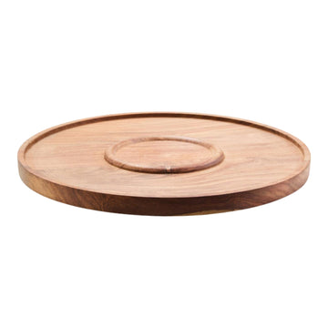 Koro Acacia Wood & White Marble Chip & Dip Platter