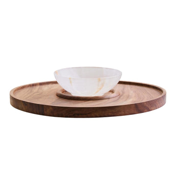 Koro Acacia Wood & Onyx Chip & Dip Platter