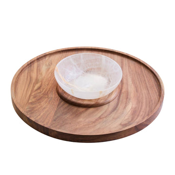 Koro Acacia Wood & Onyx Chip & Dip Platter