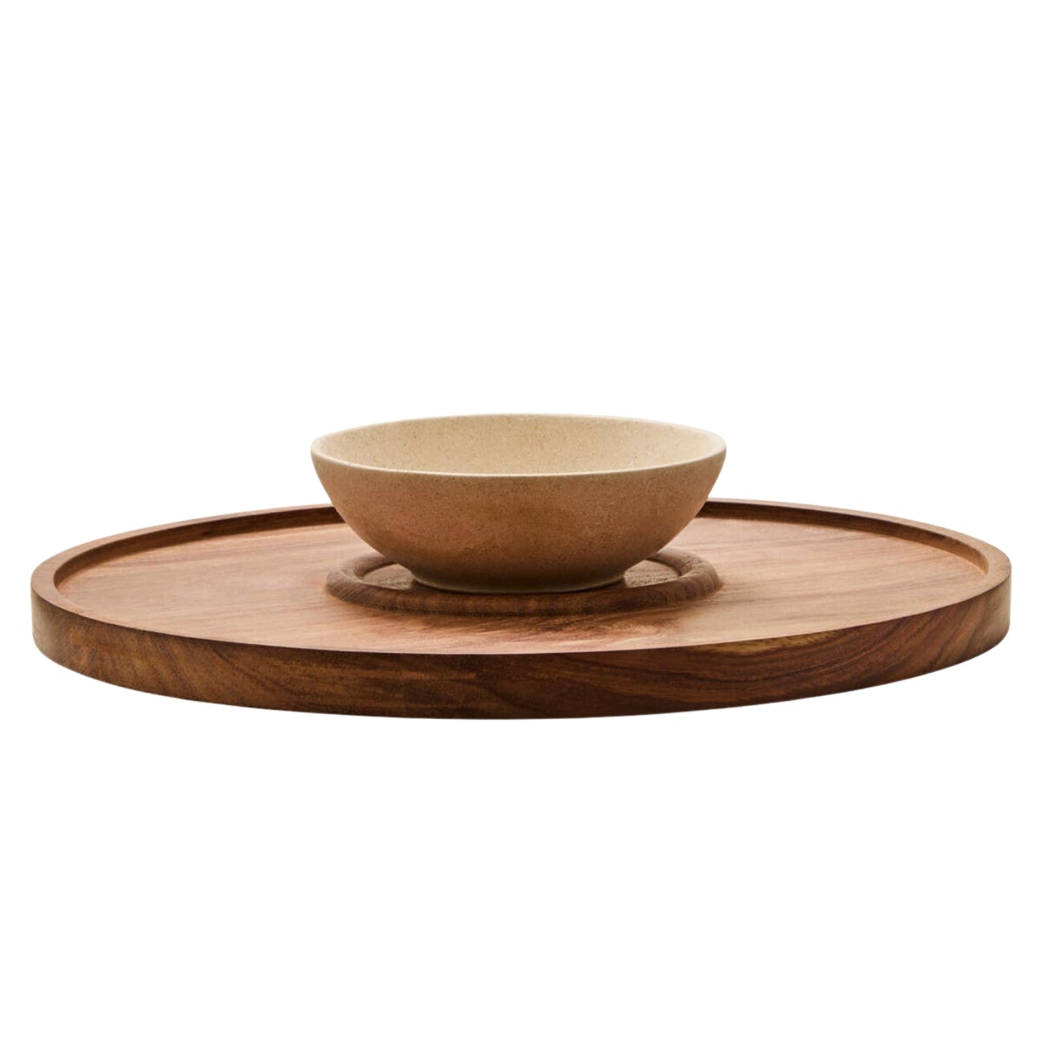 Koro Acacia Wood & Cream Marble Chip & Dip Platter