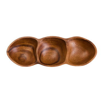 Koro Acacia Wood Three Section Antipasti Dish
