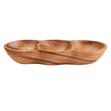 Koro Acacia Wood Three Section Antipasti Dish
