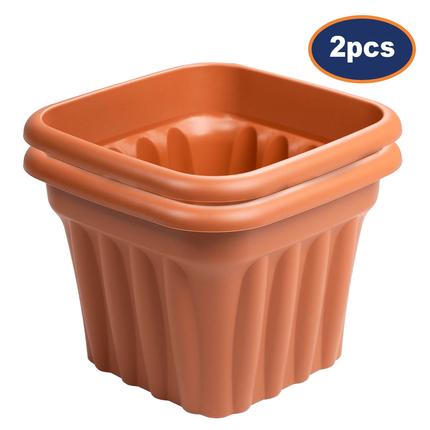 2pc 40cm Square Plastic Lightweight Planter