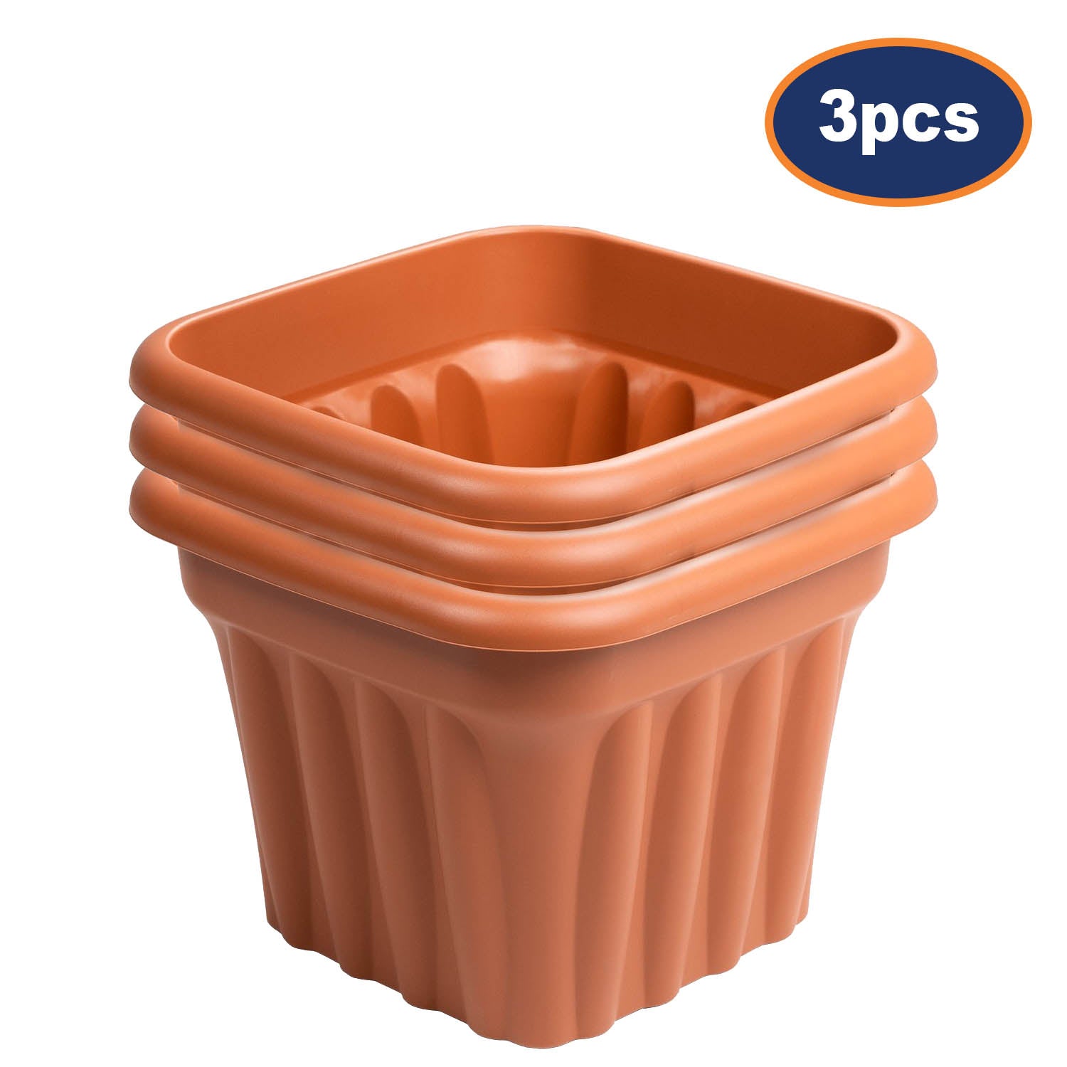 3pc 40cm Square Plastic Lightweight Planter