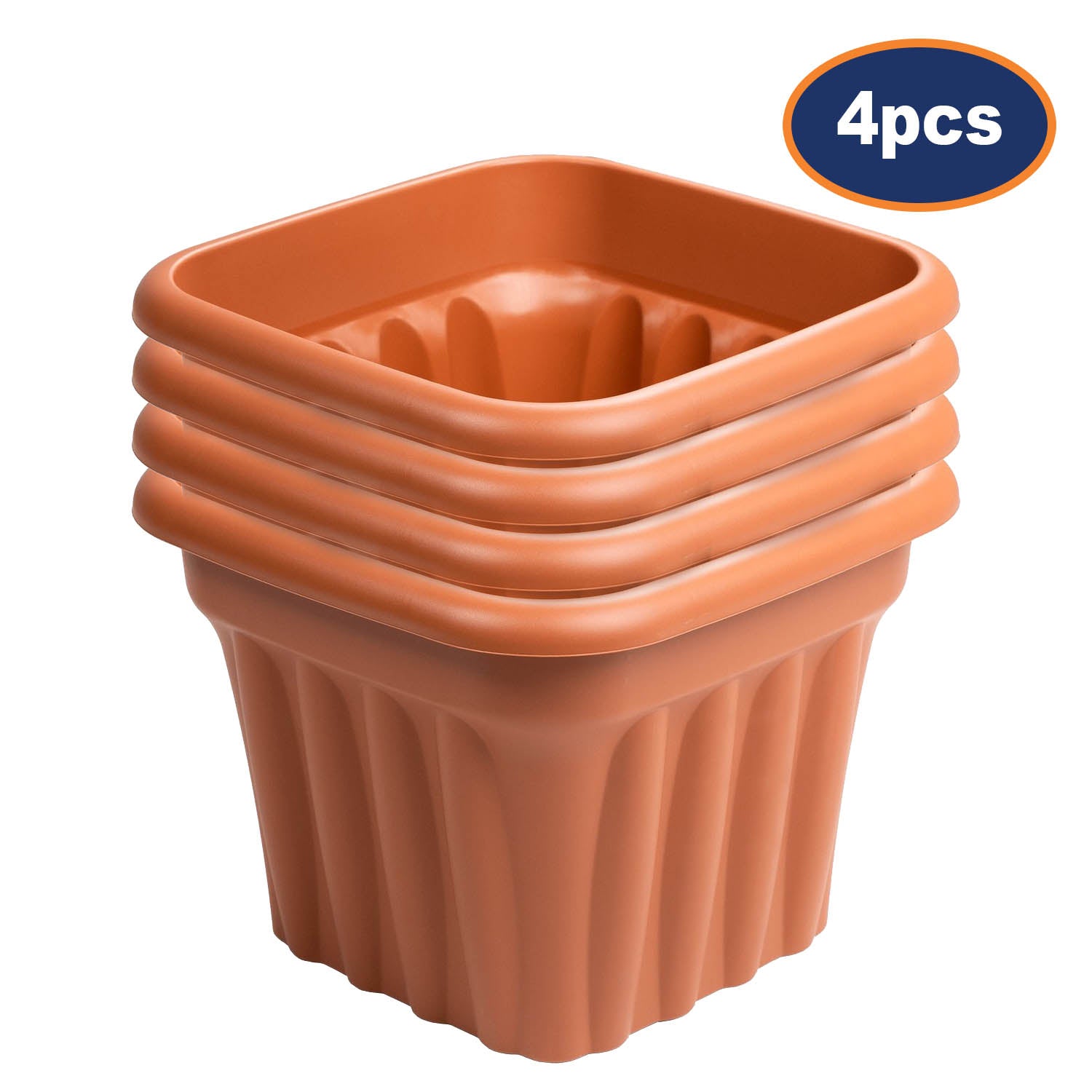 4pc 40cm Square Plastic Lightweight Planter