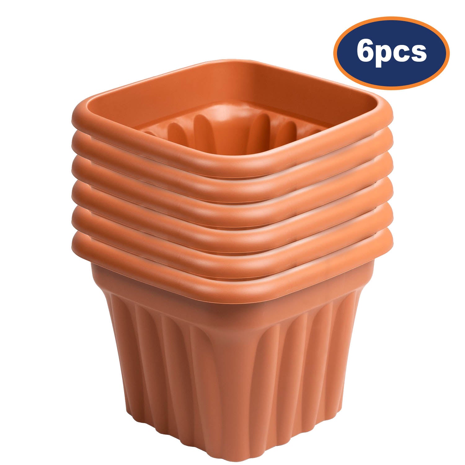 6pc 40cm Square Plastic Lightweight Planter