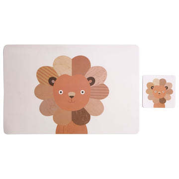 Effy Set of 2 Lion Plastic Placemats & Coasters for Kids