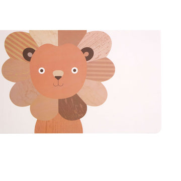 Set of 3 Effy Lion Novelty Brown Placemat & Coaster Pair