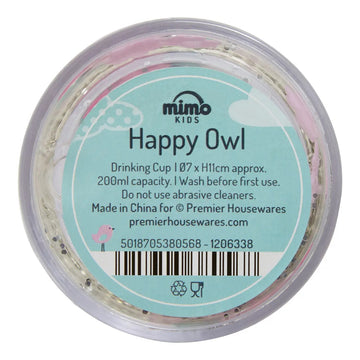 Mimo Happy Owl Glitter Design 200ml Kids Drinking Cup
