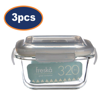 3pcs 320ml Freska Container Borosilicate Glass