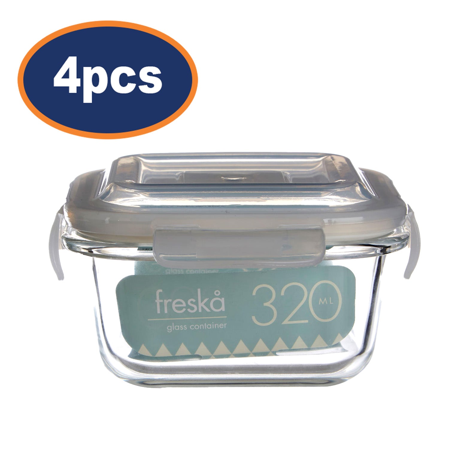 4pcs 320ml Freska Container Borosilicate Glass