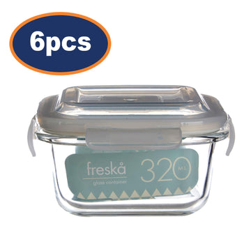 6pcs 320ml Freska Container Borosilicate Glass