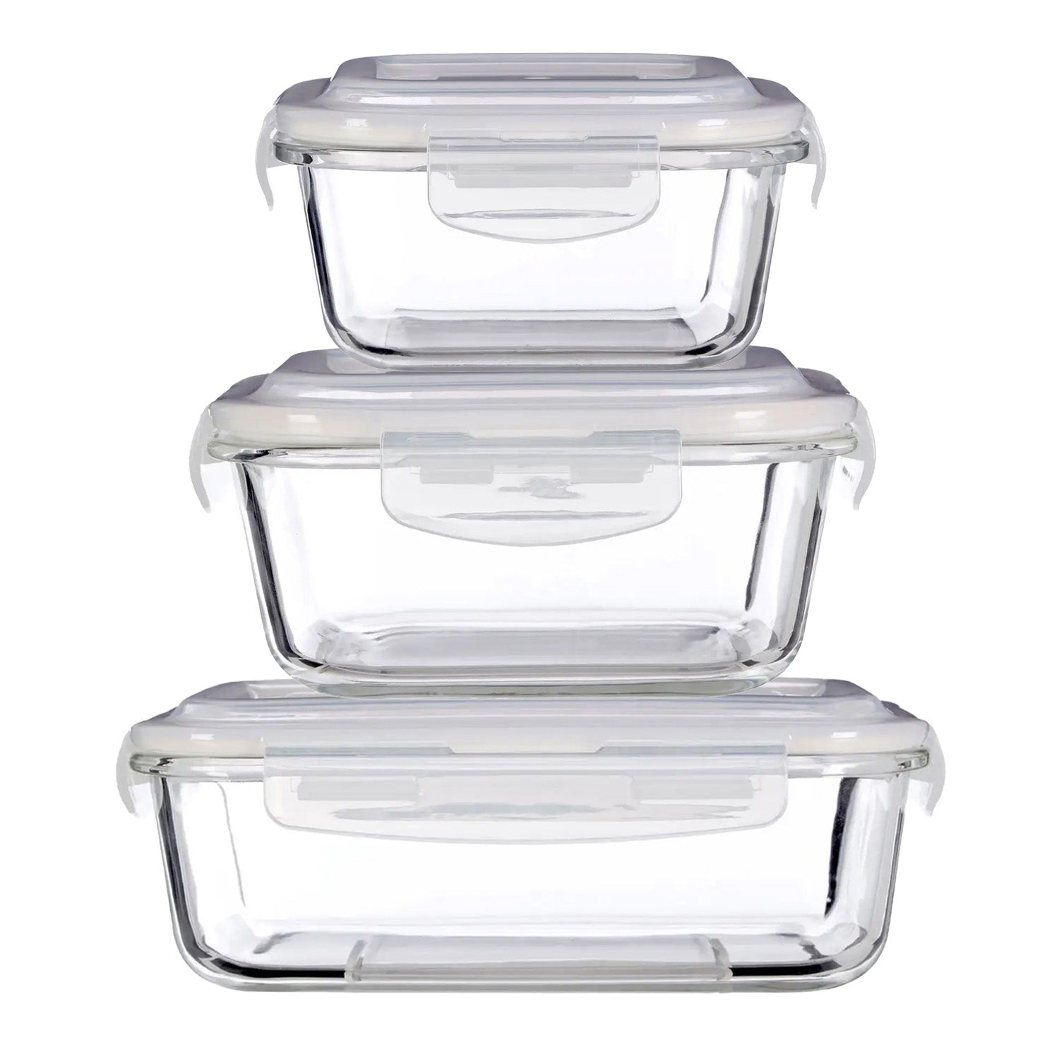 3pcs Freska 520ml 800ml & 1520ml Glass Food Container Set