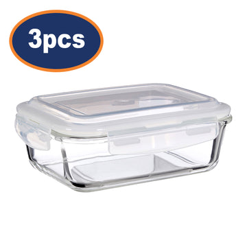 Set of 3 640ml Freska Glass Food Container