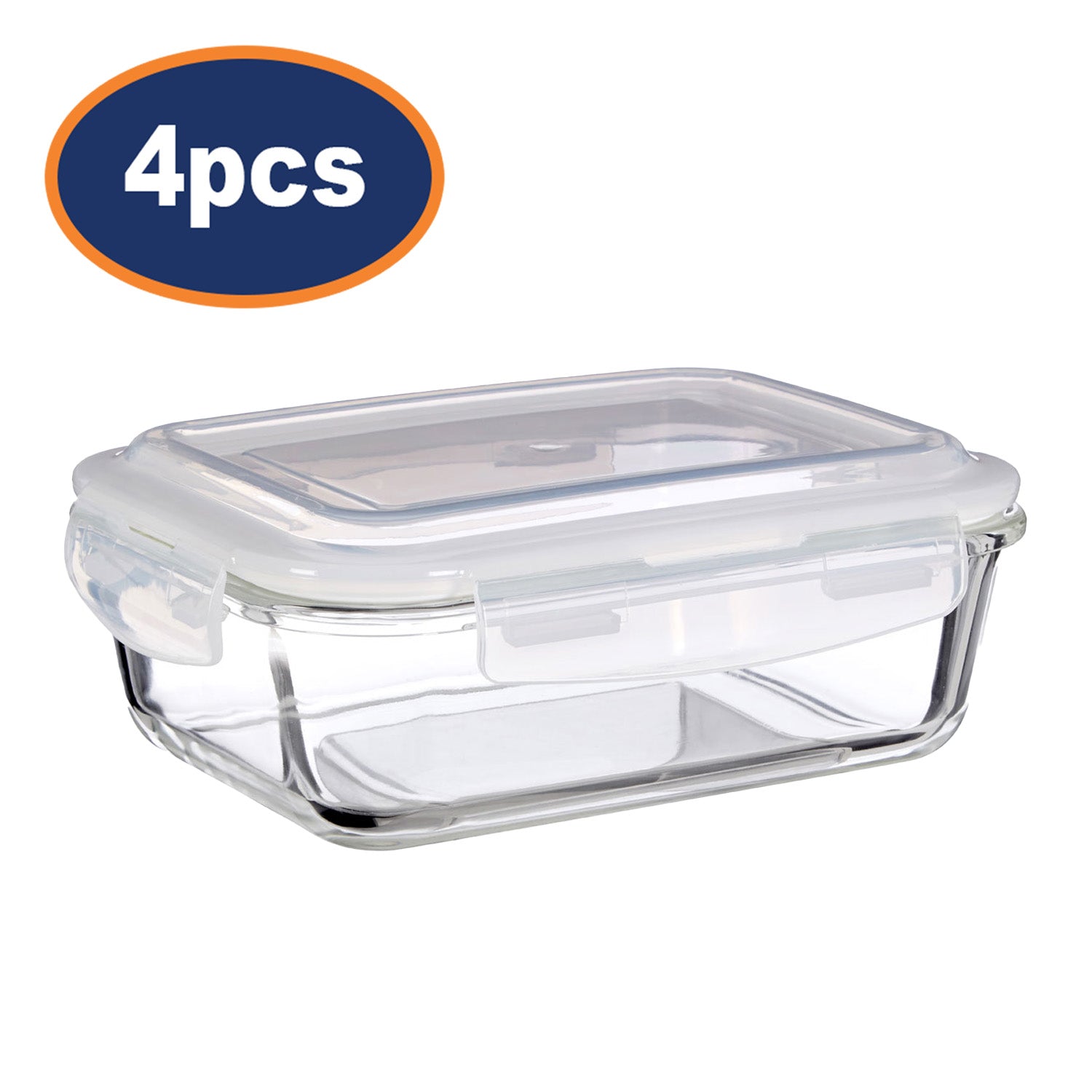 Set of 4 640ml Freska Glass Food Container