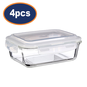 4pcs Freska 1040ml Borosilicate Glass Lunch Box Container