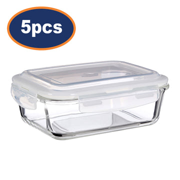 5pcs Freska 1040ml Borosilicate Glass Lunch Box Container