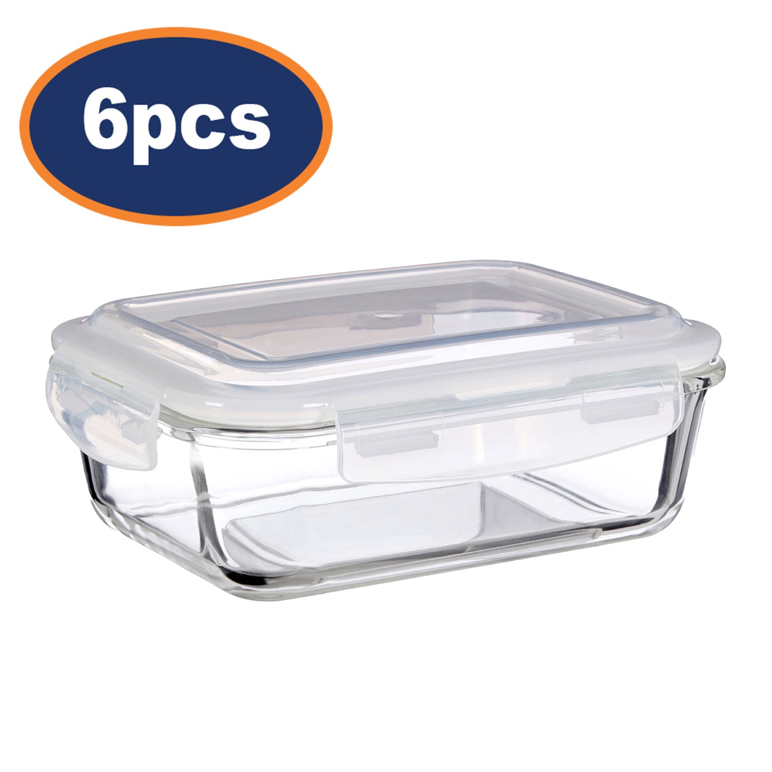 6pcs Freska 1040ml Borosilicate Glass Lunch Box Container