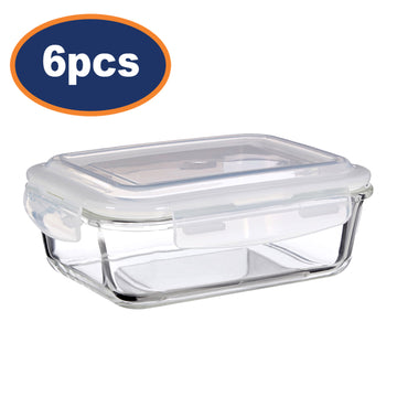 6pcs Freska 1040ml Borosilicate Glass Lunch Box Container