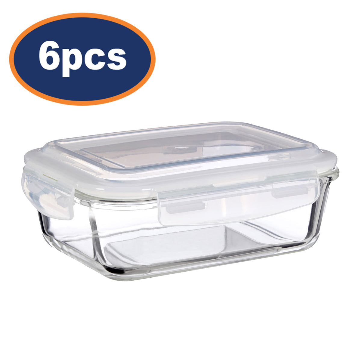6pcs Freska 1040ml Borosilicate Glass Lunch Box Container