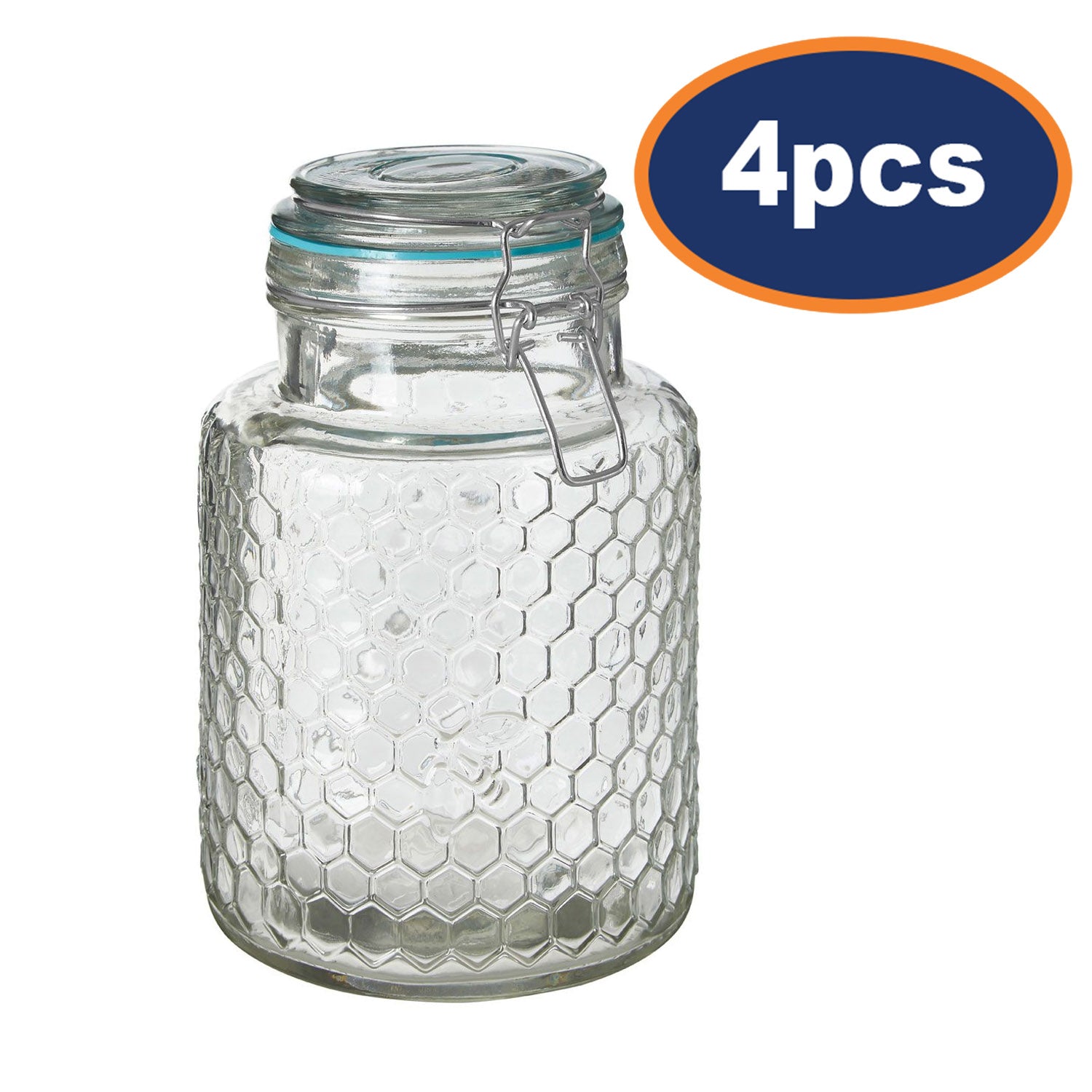 4pcs 1300ml Apiary Glass Preserving Jar