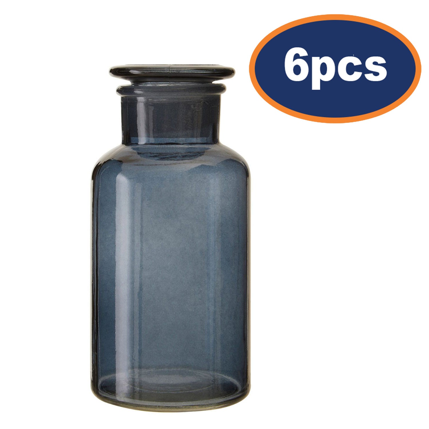 6pcs 500ml Grey Embossed Glass Apothecary Jar