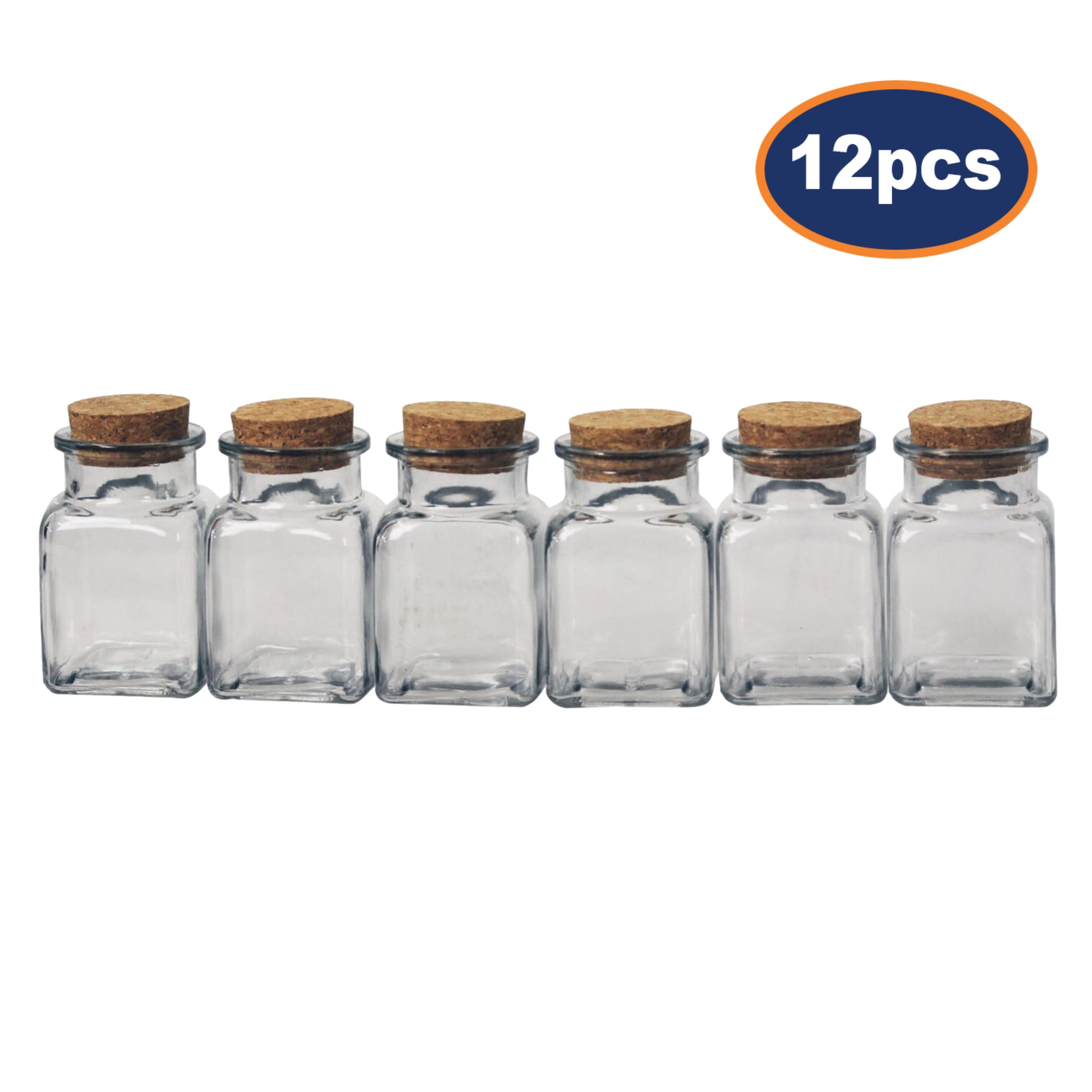 12pcs Tromso 200ml Corked Lid Square Glass Jars