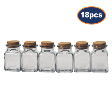 18pcs Tromso 200ml Corked Lid Square Glass Jars