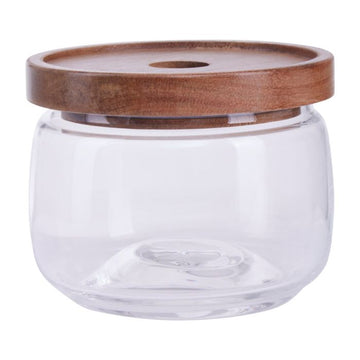 Set of 2 Tromso Glass Storage Jars with Wood Lid 560/860ml